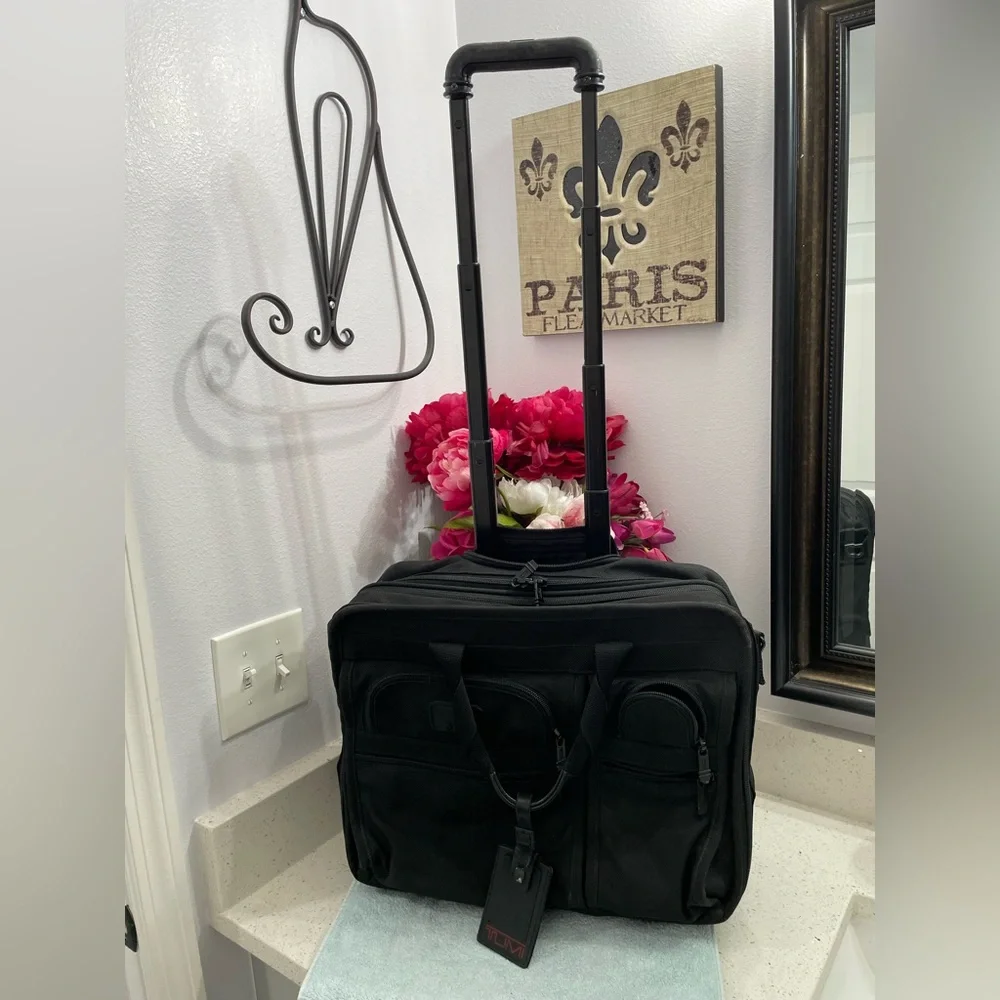 Tumi Black 2 Wheeled Rolling Briefcase